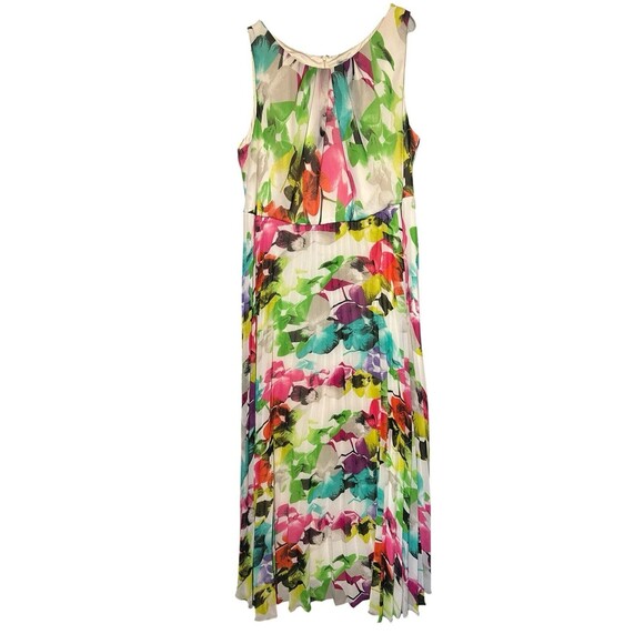 ELIZA J Floral Print Watercolor Plisse Pleated  Maxi Plus 24W Fairy Whimsical - Picture 1 of 9